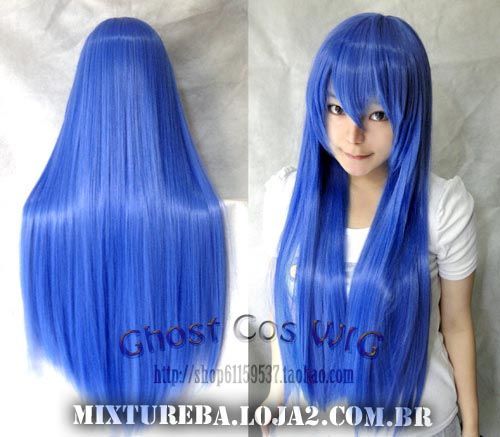 Ghost Cos Wig  Azul Escuro 80cm