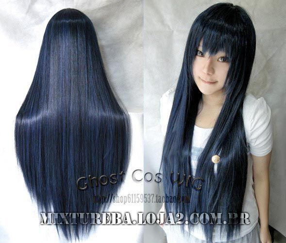 Ghost Cos Wig  Dark Azul 80cm