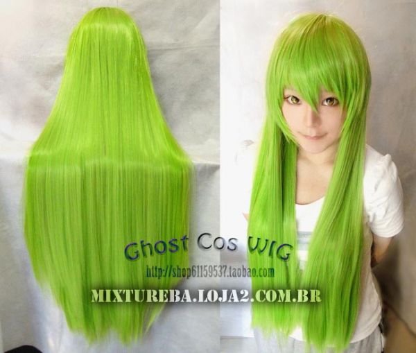 Ghost Cos Wig Verde Limão 80cm