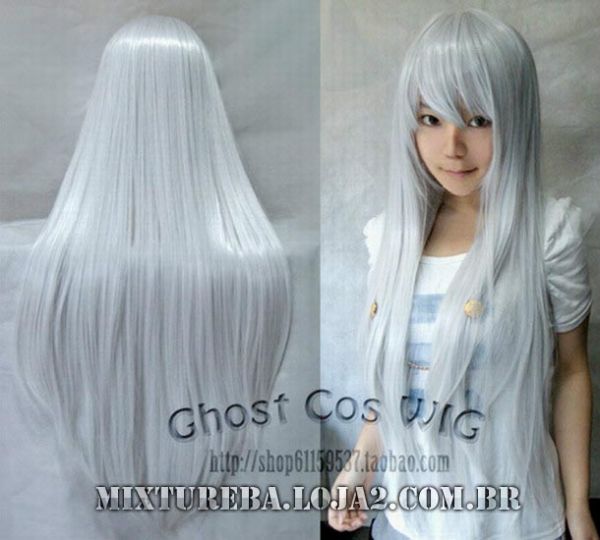 Ghost Cos Wig Branca 80cm